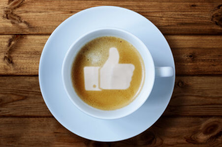 Facebook symbol in coffee froth
